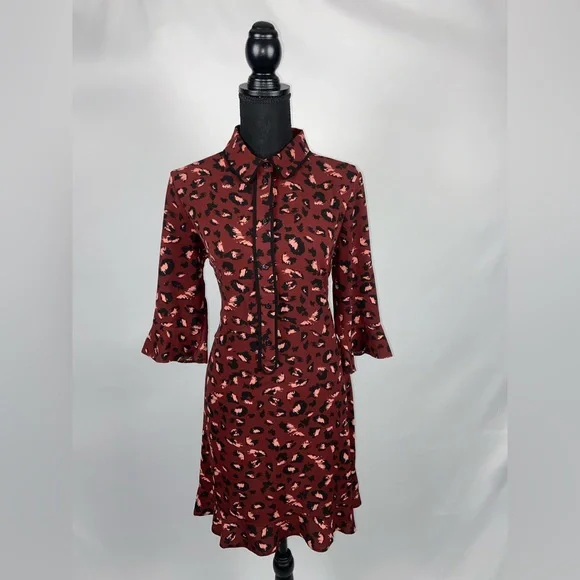 Primark | Dresses | Dress Leopard Print Primark Burgundy Pink Size 6 |  Poshmark